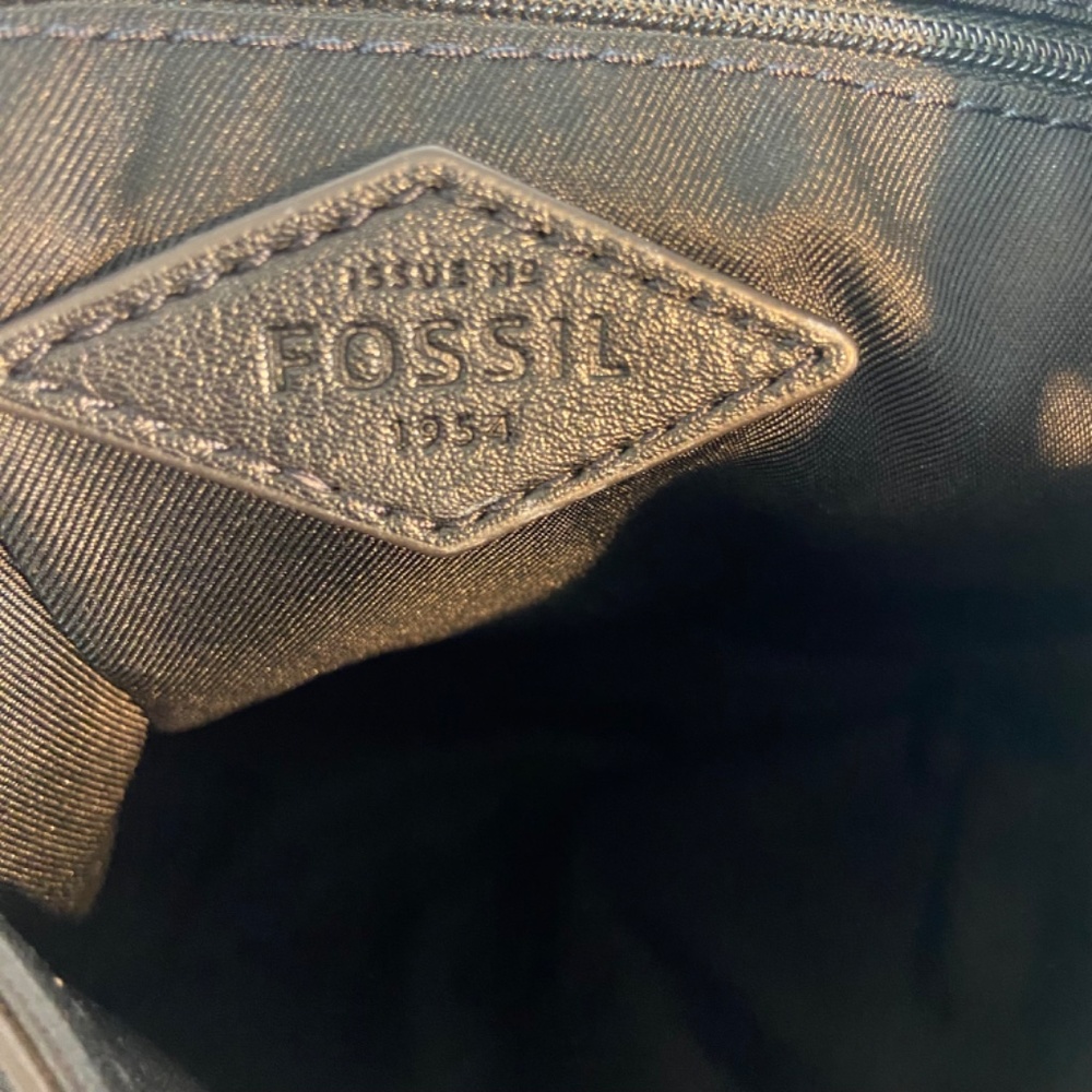 Fossil Crossbody Hobo Messenger Bag - Black Leather - Picture 12 of 14